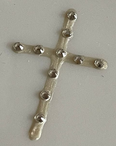 Christening Day Gift Signature Plate: Square Cross With Crystals