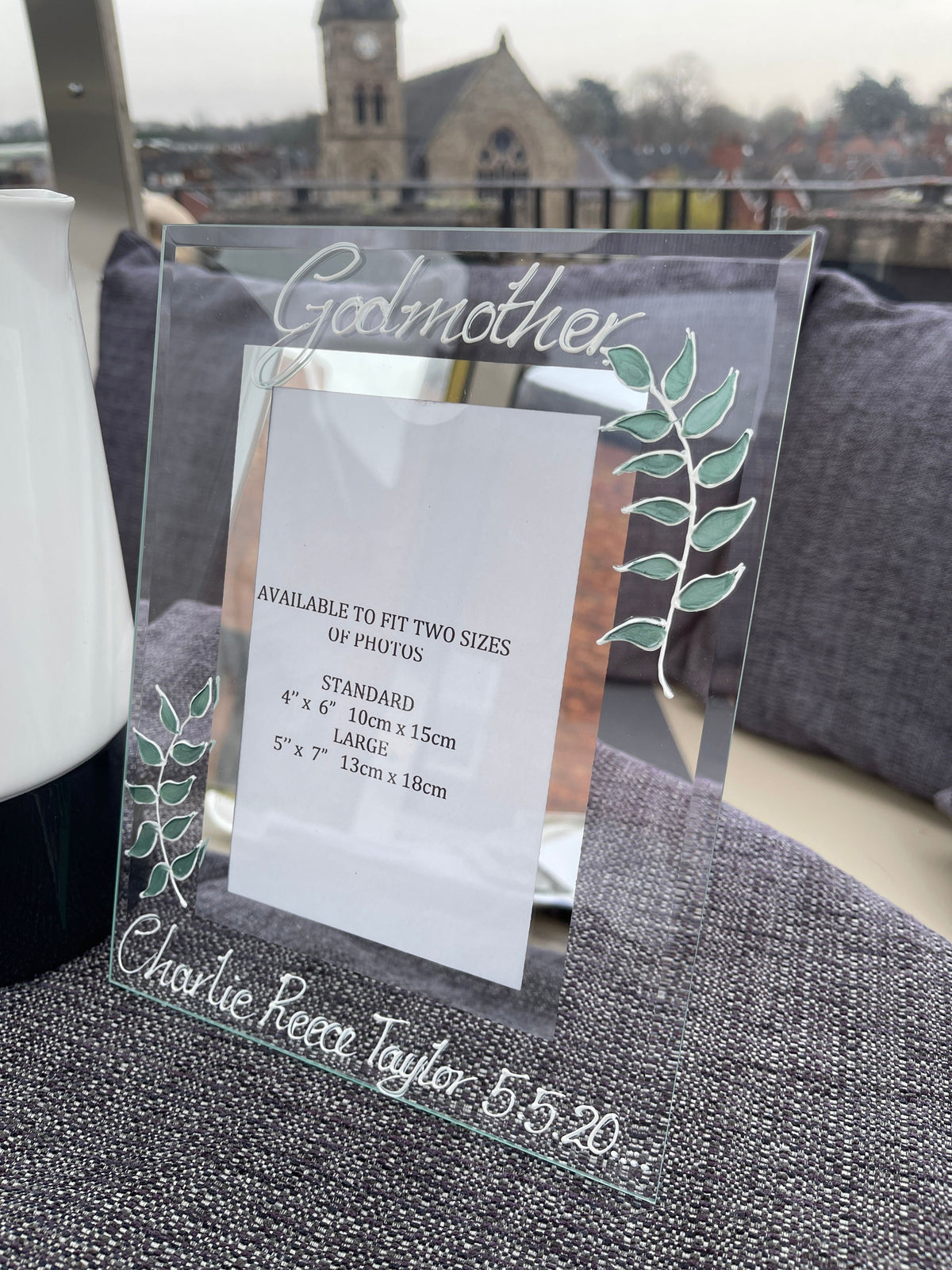Personalised Godmother Leaf Portrait Frame