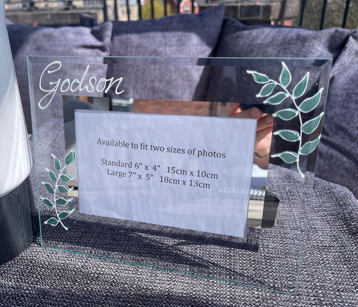 Godson Christening Leaf 7"x5"