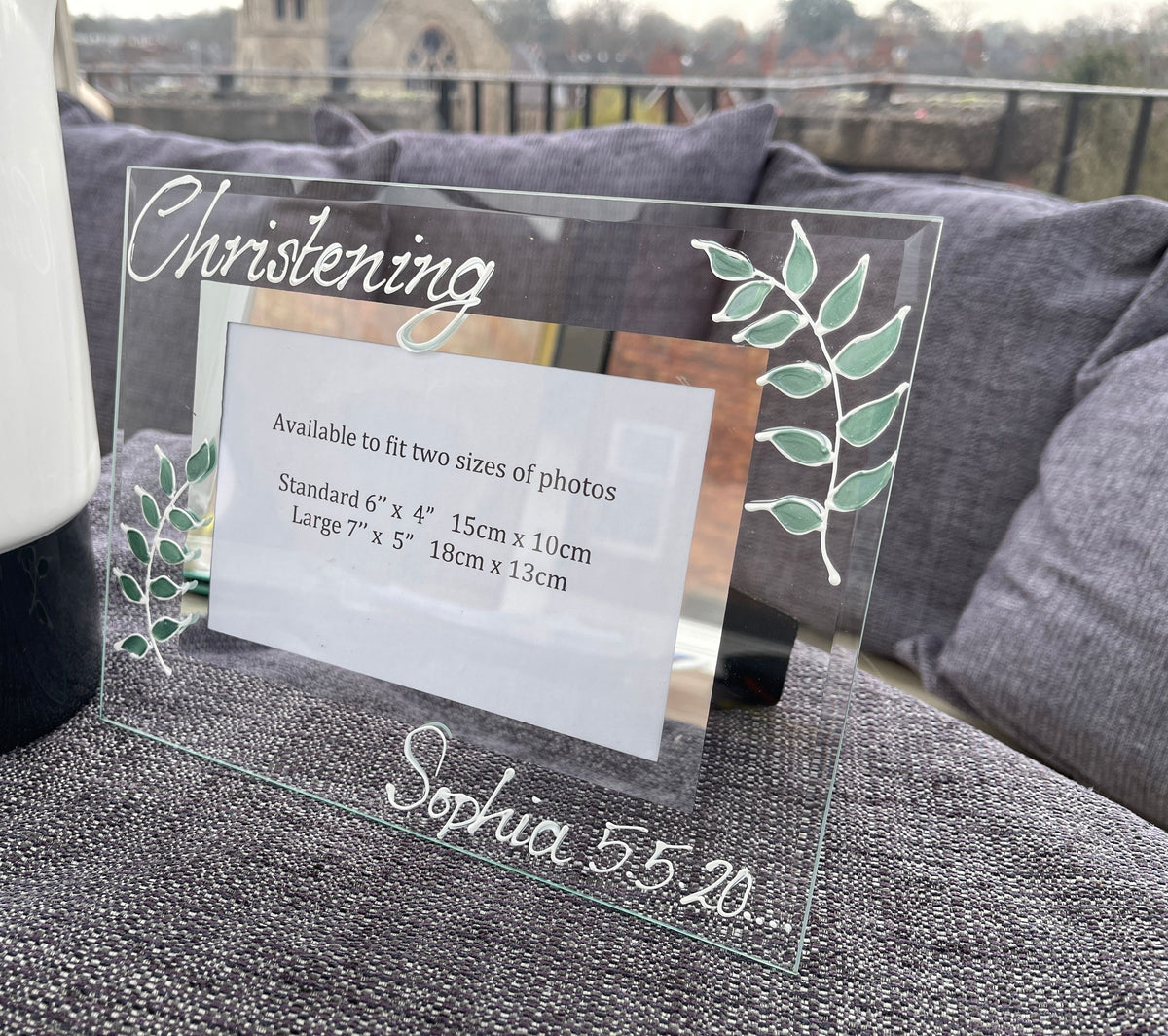 Personalised Christening Landscape Leaf 7"x5"