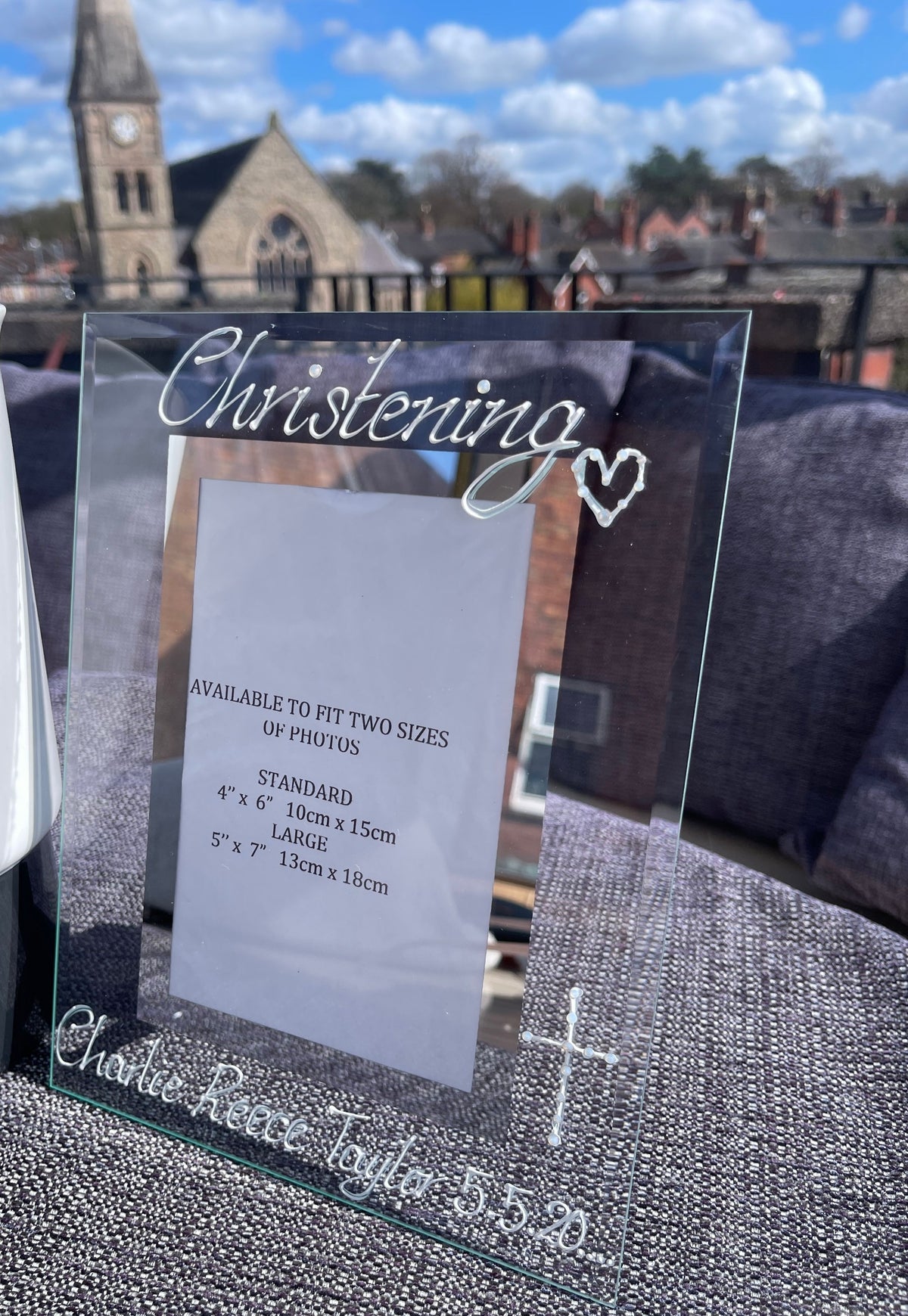 Personalised Christening Heart/Cross Portrait
