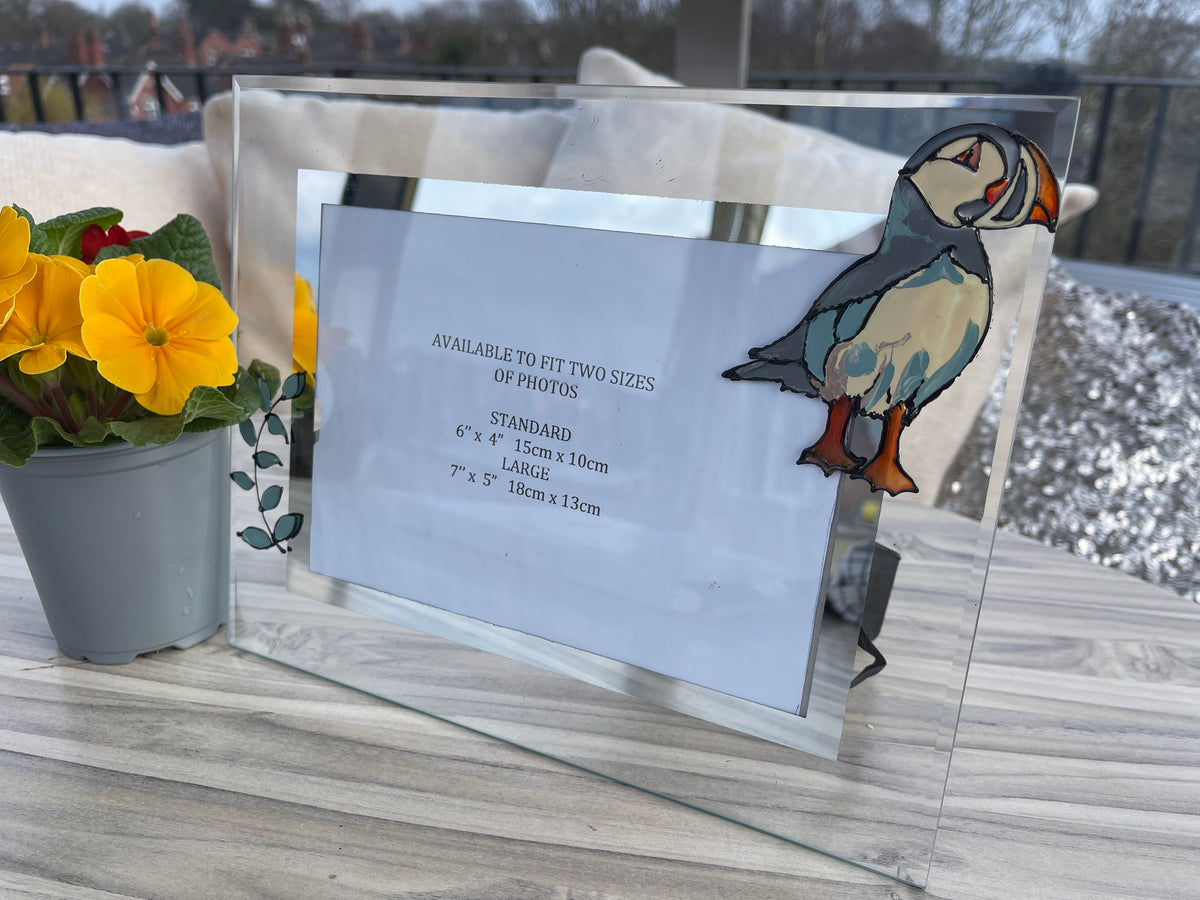 Puffin hand painted photo frame 