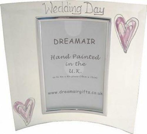 Wedding Day Photo Frame Port Silver/Lilac Hearts