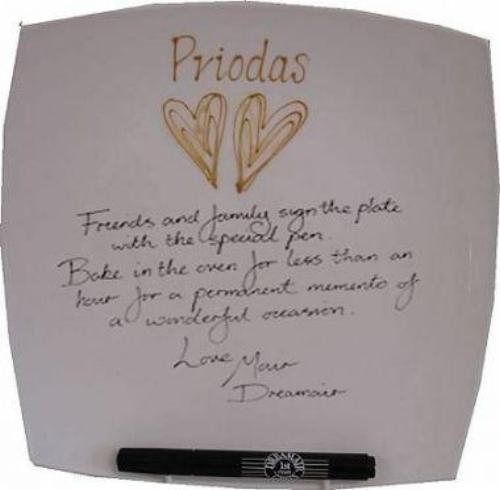 Personalised Welsh (Priodas) Wedding Day Plate Square (Gold Hearts)