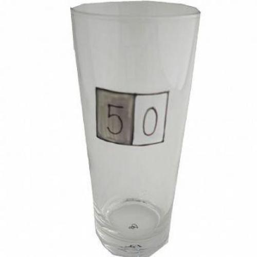 50th Birthday Pint Glass Grey Sq