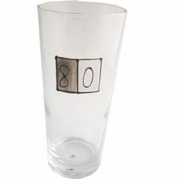 80th Birthday Gift Pint Glass (Grey Sq):