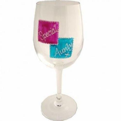 Special Aunty Gift Wine Glass: (Mag/Teal)