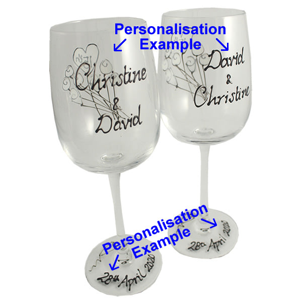 15th Wedding Anniversary Gift Set: Wine Glasses & Photo Frame (Flower)