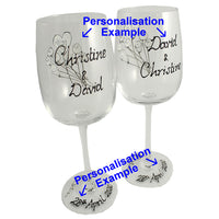 25th Wedding Anniversary Gift Set: Wine Glasses & Photo Frame (Flower)