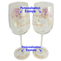 55th Wedding Anniversary Gift Set: Wine Glasses & Photo Frame (Flower)