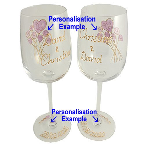 Personalised Wine Glasses Flower 