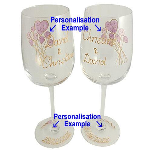 Personalised 40th Wedding Anniversary Wine: Glasses and Frame Gift Set (Flower)