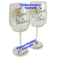 65th Wedding Anniversary Gift Set: Wine Glasses & Photo Frame (Flower)