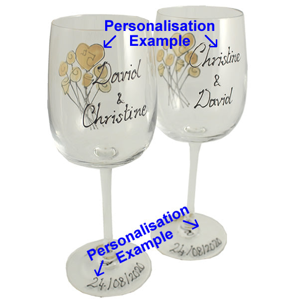 Personalised 5th Wedding Anniversary Wine Glasses Flower