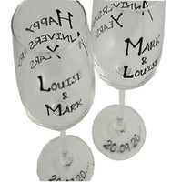45th Wedding Anniversary Wine Glasses: (Blk/Sil)