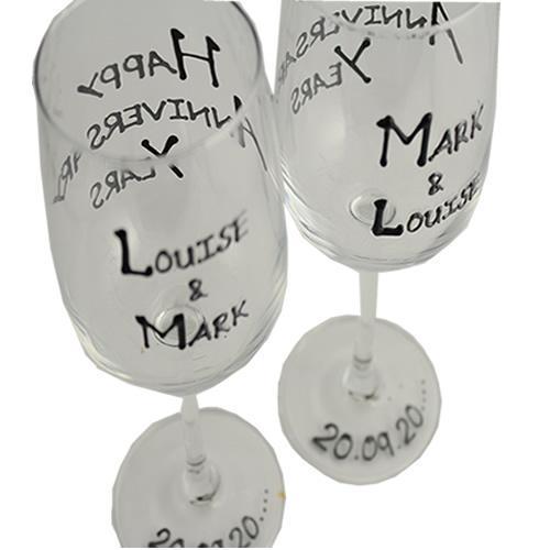 Personalized Wine Glasses Example Blk/Sil