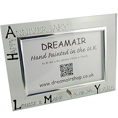 45th Wedding Anniversary Wine Frame: Gift Set (Blk/Sil)