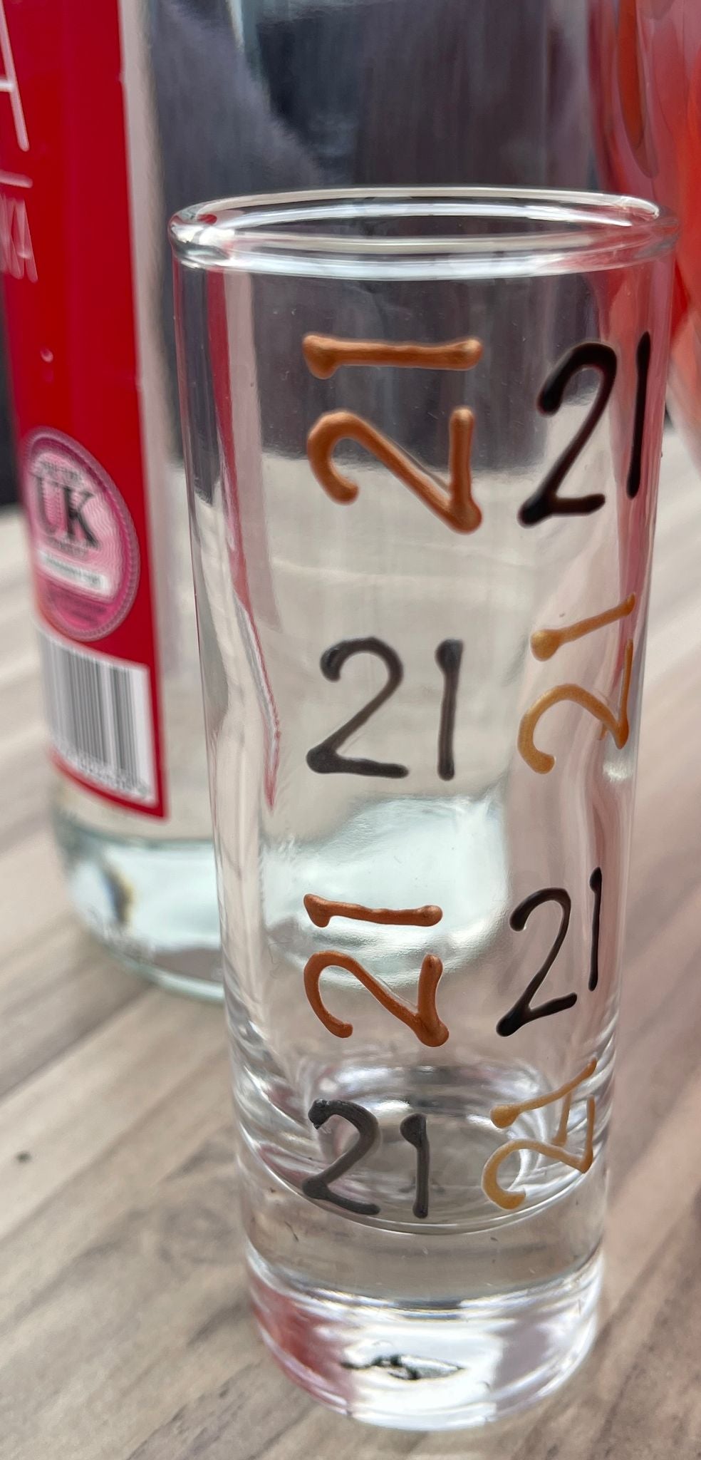21st Birthday Tall Shot Drinking Glass (Brush)