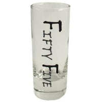 55th Birthday Gift Shot Glass: (Blk/Silv)