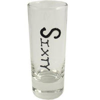 60th Birthday Tall Shot Glass: (Black/Silver)