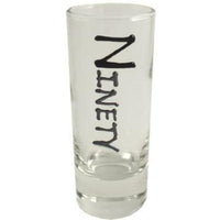 90th Birthday Tall Shot Glass: (Black/Silver)