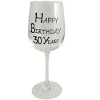 30th Birthday Gift Wine Glass: (Blk/Sil)