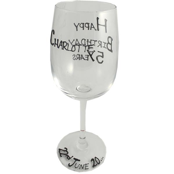 Personalised Birthday Wine Glass Blk/Sil