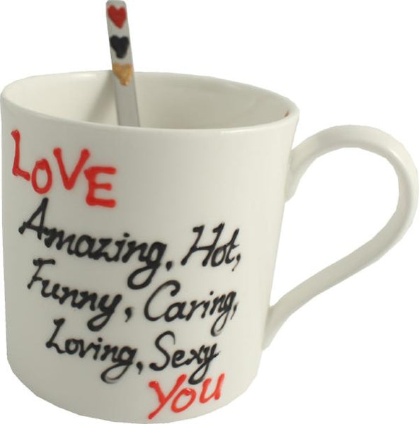 Love You Gift China Mug/Spoon: Gift Set