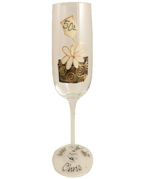 Personalised 50th Birthday Champagne Glass Birthday Box