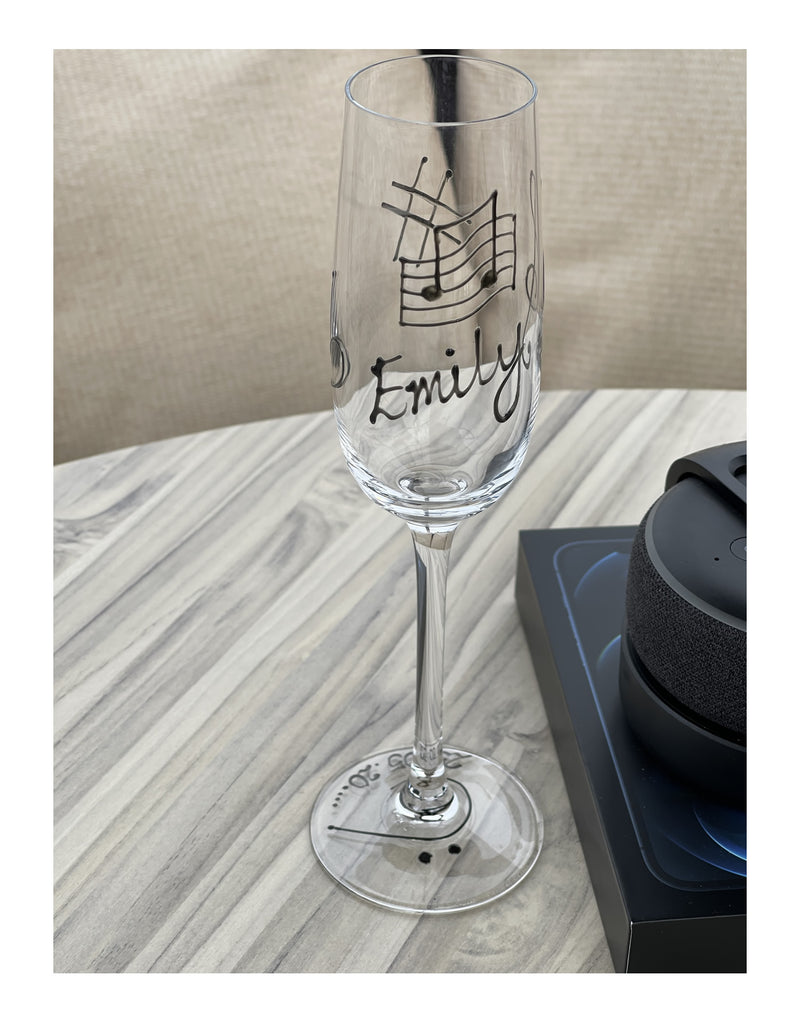 Personalised Music Champagne Drinking Glass