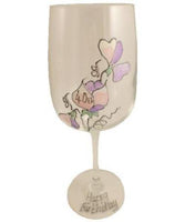 Personalised 40th Birthday Wine Glass: (Sweet Pea)