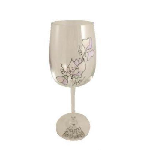 45th Birthday Gift Wine Glass: (Sweet Pea)