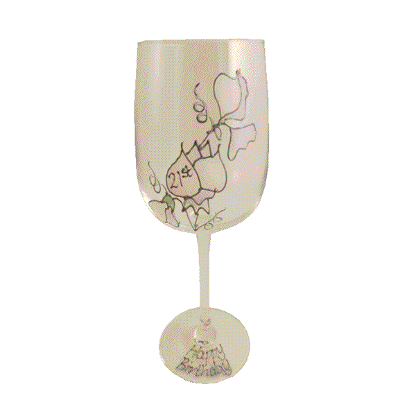 21st Birthday Wine Glass Sweet Pea