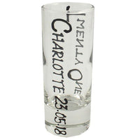 18th Birthday Tall Shot Glass: (Black/Silver)