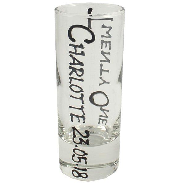 18th Birthday Tall Shot Glass: (Black/Silver)