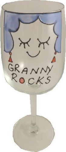 Personalised Granny Rocks Wine Glass: