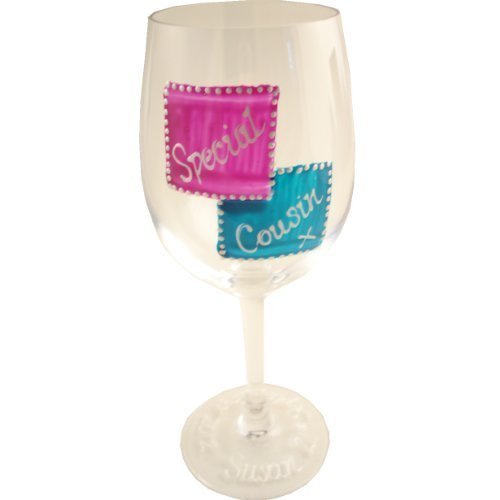 Special Cousin Gift Wine Glass: (Mag/Teal)