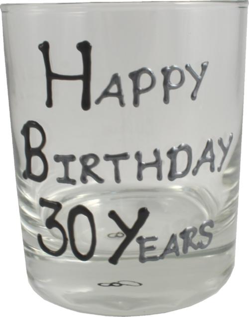 30th Birthday Whisky Glass Blk/Sil