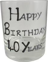 40th Birthday Gift Whisky Glass: (Blk/Sil)