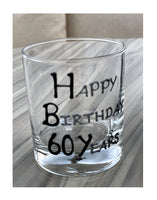 60th Birthday Gift Whisky Glass: (Blk/Sil)