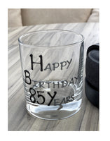 85th Birthday Gift Whisky Glass: (Blk/Sil)
