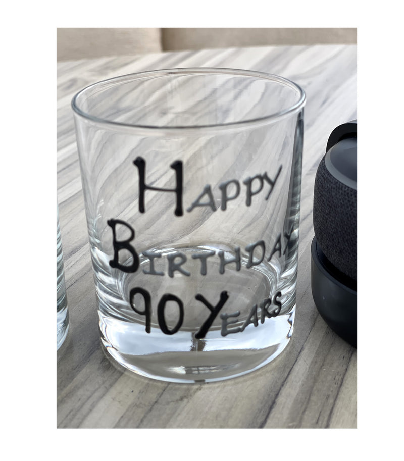 90th Birthday Whisky Glass B/S