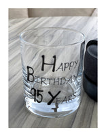95th Birthday Gift Whisky Glass: (Blk/Sil)