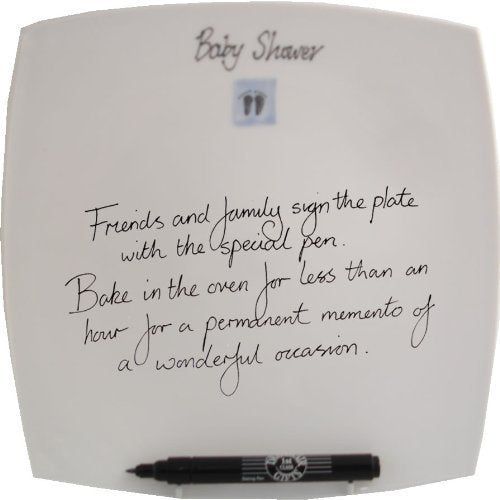 Baby Shower Gift Signing Plate: Blue (Sq)