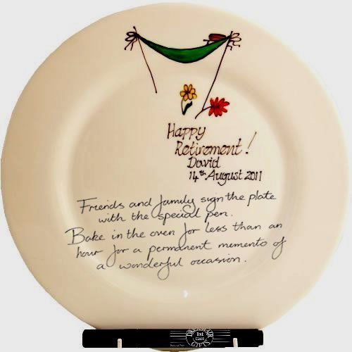 Personalised Gift Retirement Round Plate: Signed and Sealed