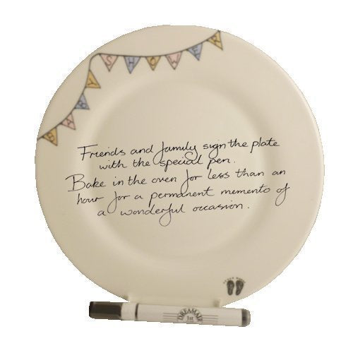 Baby Shower Gift Signature Plate: Round (Bunting)