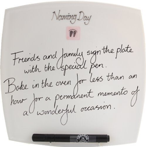Naming Day Baby Signature Plate: Pink(sq)