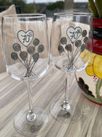 70th Wedding Anniversary Wine Glasses: (Flower)