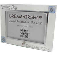Naming Day Gift Photo Frame: Landscape (Blue Feet)