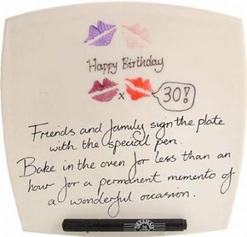 Personalised 30th Birthday Gift  Plate: Signature Plate Square (Lips)